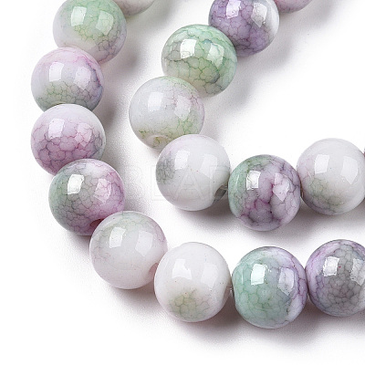 Ombre Effect Dyed Crackle Glass Beads X1-GLAA-T031-10mm-01K-1