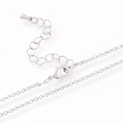Brass Rolo Chain Necklaces Making MAK-L025-04P-1