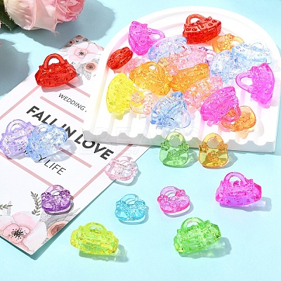 60Pcs 2 Styles Transparent Acrylic Pendants TACR-YW0003-38-1