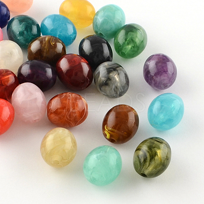 Oval Imitation Gemstone Acrylic Beads X-OACR-R038-M-1
