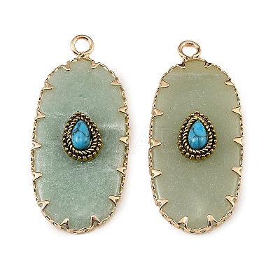Natural Green Aventurine & Synthetic Turquoise Carved Pendants GG-CBA5963-02B-1