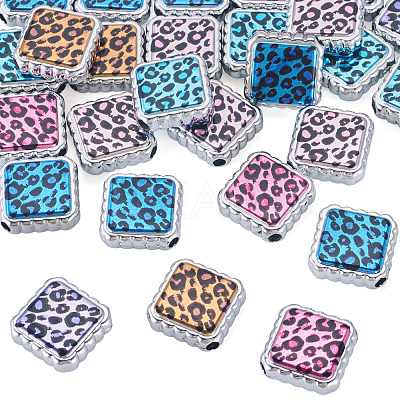 30Pcs UV Plating Printed Opaque Acrylic Beads OACR-TA0001-73C-1
