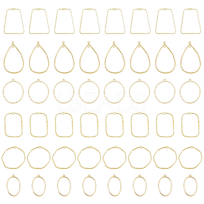48Pcs 6 Styles Alloy Open Back Bezel Pendants FIND-DC0002-07-1