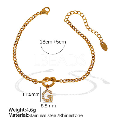 304 Stainless Steel Micro Pave Clear Cubic Zirconia Charm Bracelets WG4D47F-08-1