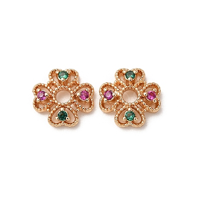 Brass Cubic Zirconia Bead Caps ZIRC-L105-03A-G-1