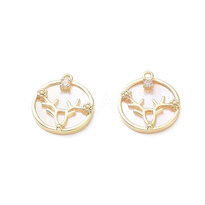 Rack Plating Brass Shell Pendants KK-A183-41G-1