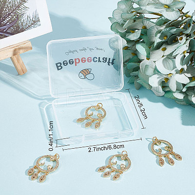 Rack Plating Brass Micro Pave Clear Cubic Zirconia Pendants ZIRC-BBC0001-23-1