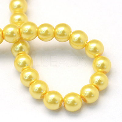 Baking Paint Pearlized Glass Pearl Round Bead Strands X-HY-Q003-4mm-67-1