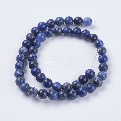 Natural Sodalite Beads Strands G-G448-8mm-25-1
