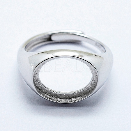 Anti-Tarnish Rhodium Plated 925 Sterling Silver Finger Ring Components STER-G027-11P-1