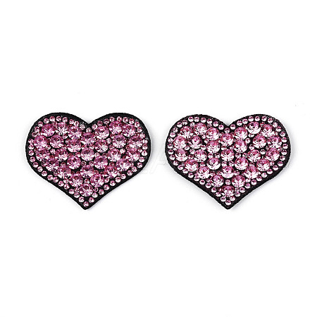 Heart Hotfix Glass Rhinestone with Cloth Patches PATC-T002-02C-1