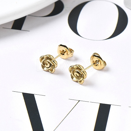 Ion Plating(IP) 304 Stainless Steel Stud Earrings X-EJEW-P300-01G-1