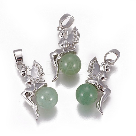 Natural Green Aventurine Pendants G-L512-E09-1