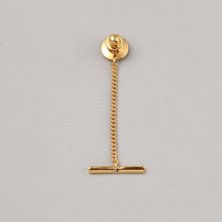Brass Tie Tack Clutch with Chains KK-WH0083-11G-1