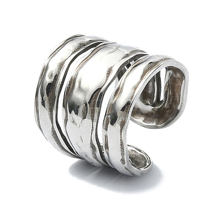 304 Stainless Steel Cuff Rings for Women RJEW-M019-04P-1