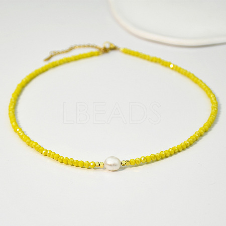 Natural Freshwater Pearl & Glass Beaded Necklaces for Women AC5368-5-1