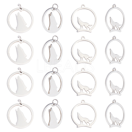 20Pcs 2 Style 201 Stainless Steel Pendants STAS-UN0028-49-1
