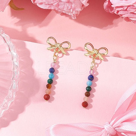 Chakra Bowknot Alloy Dangle Stud Earrings EJEW-JE06378-01-1