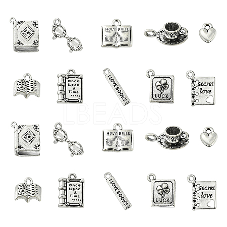 50Pcs 10 Style Tibetan Style Alloy Pendant Rhinestone Settings FIND-CJ0001-13-1