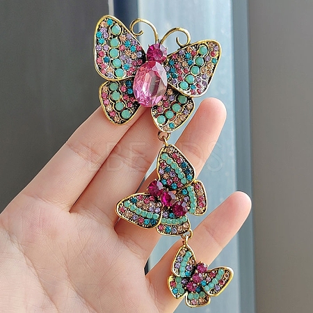 Rhinestone Triple Butterfly Brooch Pins PW-WG311BA-02-1