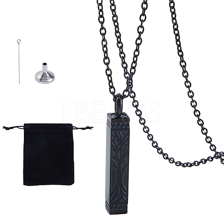 1Pc 304 Stainless Steel Tree of Life Cuboid Pendant Urn Ashes Necklaces NJEW-FH0001-35B-1