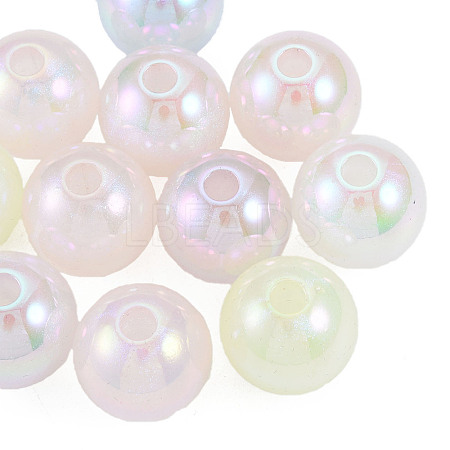 Rainbow Iridescent Plating Acrylic Beads OACR-N010-073A-1