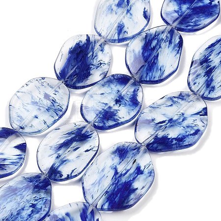 Synthetic Blue Watermelon Stone Glass Beads Strands GGLA-Z005-01-1