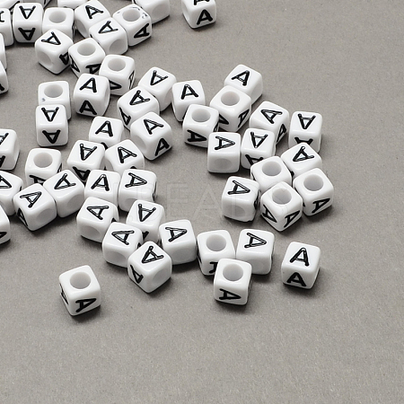 Large Hole Acrylic Letter European Beads SACR-Q103-8mm-01A-1
