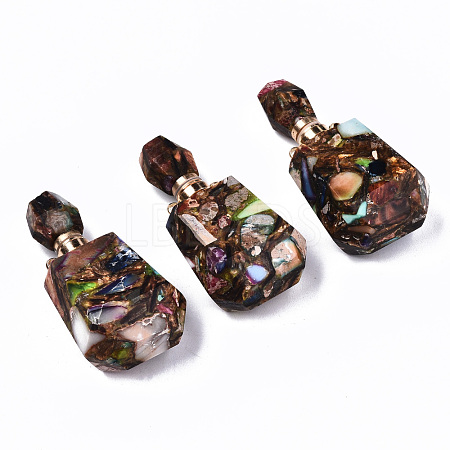 Assembled Synthetic Bronzite and Imperial Jasper Openable Perfume Bottle Pendants G-S366-059F-1