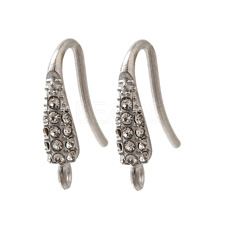 304 Stainless Steel Rhinestone Earring Hooks STAS-D310-01P-01-1