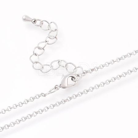Brass Rolo Chain Necklaces Making MAK-L025-04P-1