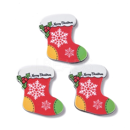 Christmas Style Printed Acrylic Cabochons LS-MACR-O045-01H-1
