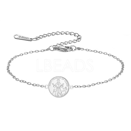 Religion 304 Stainless Steel Saint Francis of Assisi Medal Charm Bracelets WG1F26A-01-1