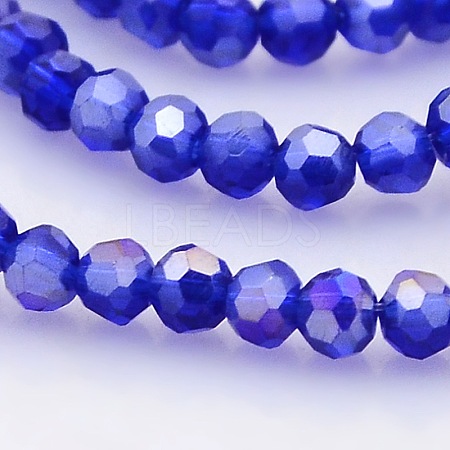 AB Color Plated Glass Faceted(32 Facets) Round Beads Strands GLAA-A027-3mm-AB03-1