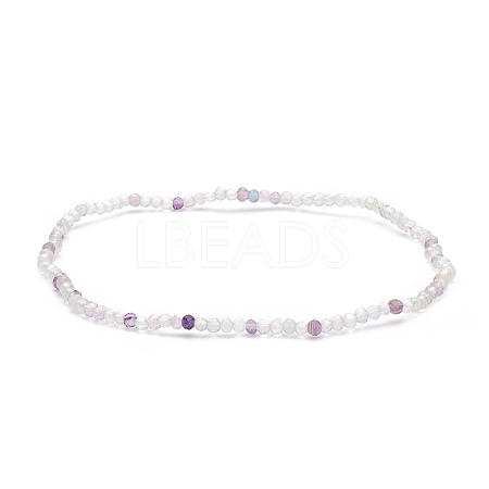 Natural Fluorite Beaded Stretch Bracelet BJEW-JB08484-04-1