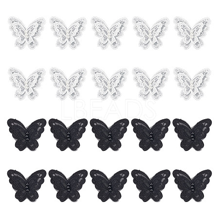 GOMAKERER 20Pcs 2 Colors Sew on 3D Double Layer Butterfly Appliques FIND-GO0001-60-1