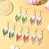 304 Stainless Steel Glass Seed Beads Arrow Dangle Earrings EJEW-MZ00554-1