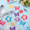  28Pcs 14 Style Plum Blossom & Butterfly Pattern Computerized Embroidered Cloth Patch DIY-NB0008-37-5