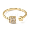 Brass Micro Pave Clear Cubic Zirconia Cuff Rings RJEW-L100-007-2