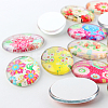 Multi-Color Floral Pattern Theme Ornaments Glass Oval Flatback Cabochons GGLA-A003-30x40-SS-3