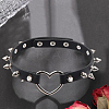 Adjustable Adjustable Gothic PU Leather Alloy Spike Rivet Heart Choker Necklaces for Women NJEW-WH20816-006P-B-3