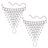 2Pcs Brass Rhinestone Chain Finger Rings Bracelet BJEW-ME0001-01S-1