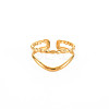 Ion Plating(IP) 304 Stainless Steel Double Line Open Cuff Ring for Women RJEW-S405-211G-1