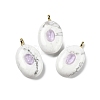 Natural Howlite & Cubic Zirconia Pendants G-Z076-01G-07-1