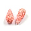 Craved Flower Teardrop Dyed Synthetical Coral Beads CORA-P001-12-40mm-2