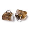 Synthetic Tigerskin Glass Brass Pendants KK-E274-01P-017-3
