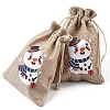 30Pcs 15 Styles Christmas Printed Jute Cloth Storage Pouches ABAG-YW0001-10-7