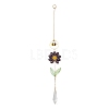 Alloy Enamel Bee & Glass Flower Crystal Suncatcher HJEW-TA00475-01-1