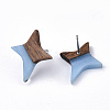 Resin & Walnut Wood Stud Earrings EJEW-N017-004A-B01-3