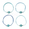 4Pcs 4 Colors Ocean Dyed Synthetic Turquoise Sea Turtle Beaded Adjustable Waxed Polyester Cord Bracelets for Women BJEW-JB14243-03-3